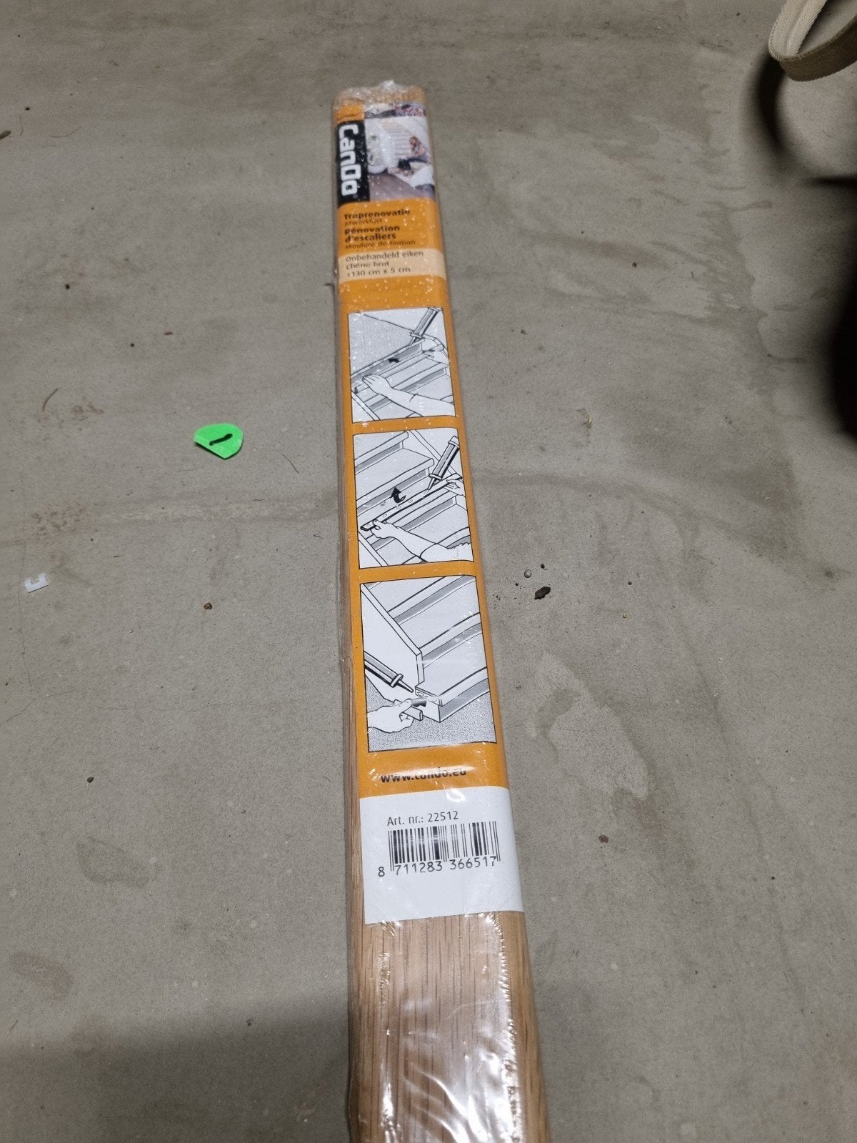 Cando Traprenovatie Stootplint Onbehandeld Eiken 130x5cm, Ophalen, 100 tot 150 cm, Eiken, Nieuw