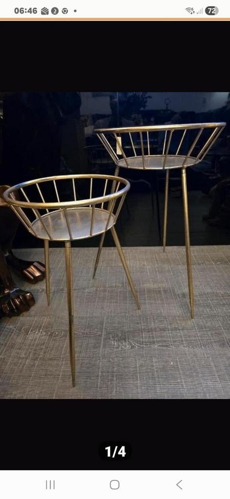 Set van 2 gouden plantenstandaards, 25 tot 40 cm, Rond, Nieuw, Ophalen of Verzenden