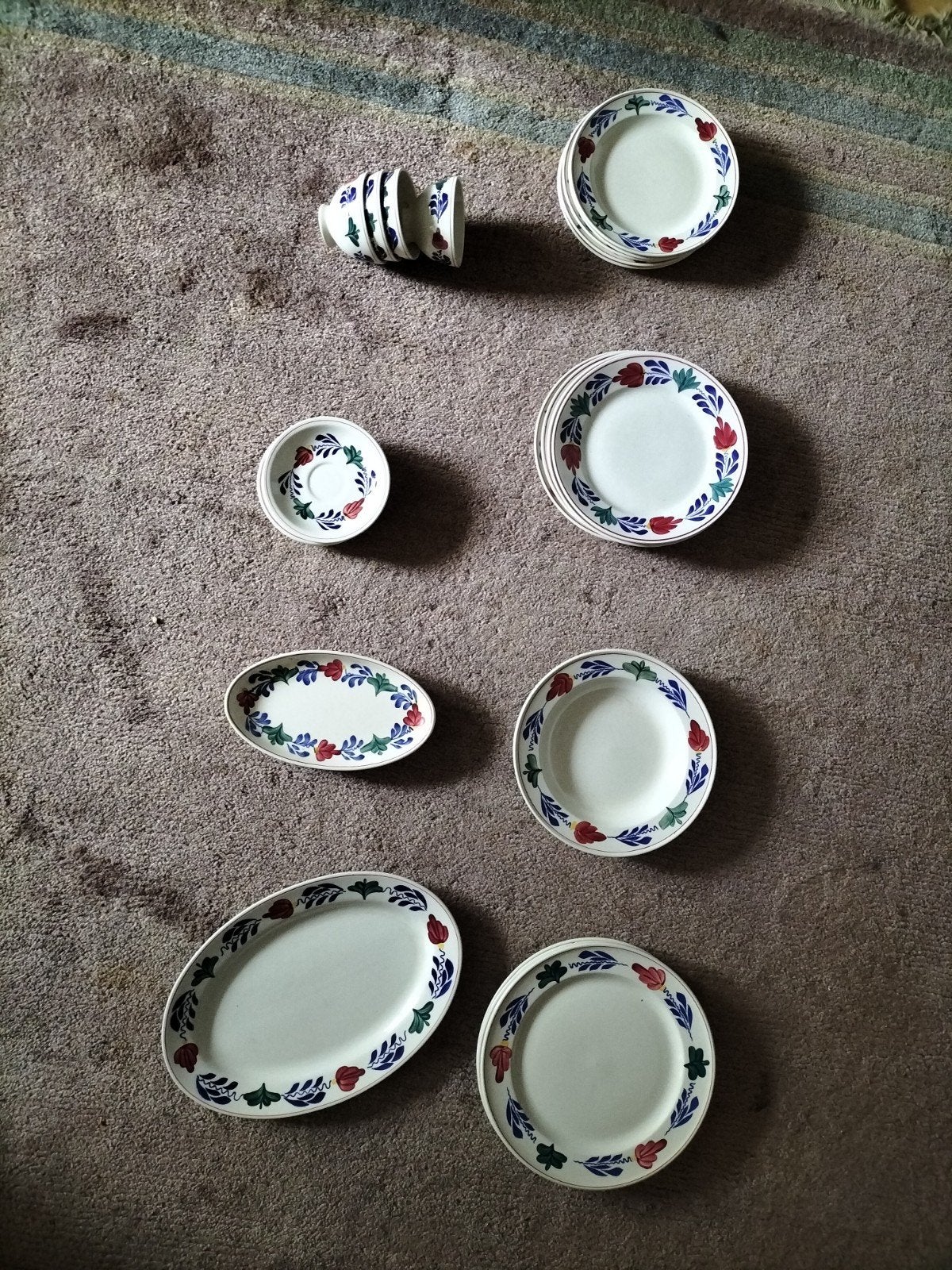 Boerenbont , Boch handgeschilderd servies - diverse delen, Ophalen