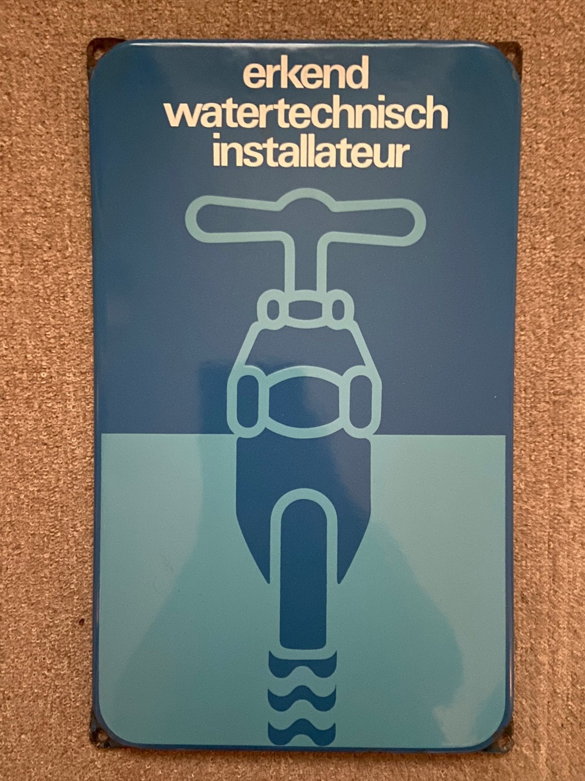 Emaile bord watertechnisch installateur. Mooie staat ., Verzamelen, Ophalen of Verzenden, Zo goed als nieuw, Reclamebord