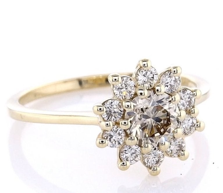 14K gouden ring – 0,81 ct natuurlijke diamanten – IGI, Ophalen of Verzenden, Zo goed als nieuw, 17 tot 18, Met edelsteen