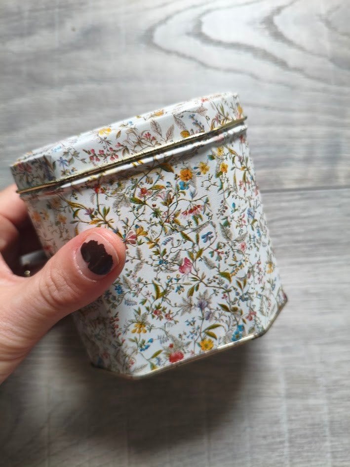 Voorraadblikje met botanische print, Ophalen of Verzenden, Gebruikt, Overige