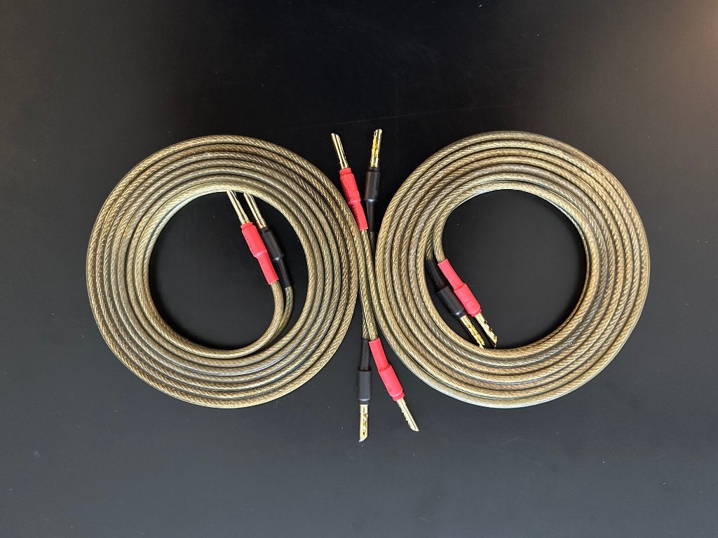 Monitor PC verzilverde speaker kabel 2x 2,4 mt - 4mm BFA, Ophalen of Verzenden, Zo goed als nieuw, 2 tot 5 meter, Luidsprekerkabel
