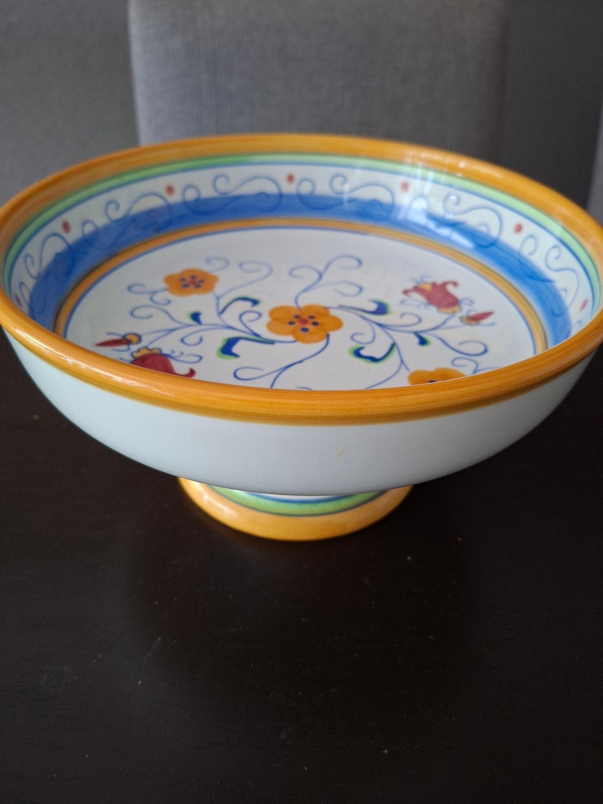 Fruitschaal op Voet - Majolitica Keramiek, Huis en Inrichting, Woonaccessoires | Schalen en Manden, Porselein of Keramiek, Schaal