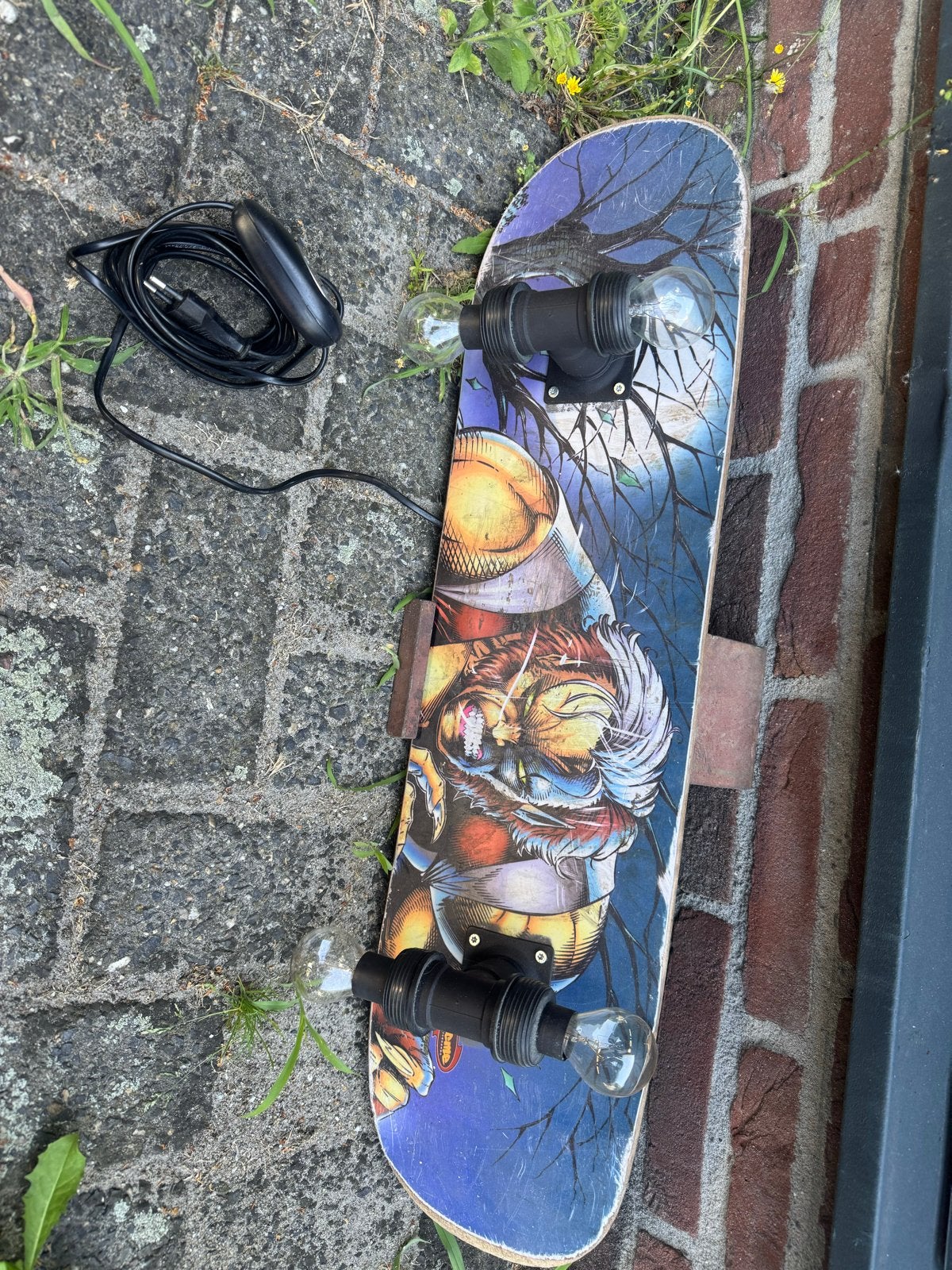 Unieke Skateboard Lamp - Handgemaakt en Sfeervol, Hout, Gebruikt, Meerkleurig, Overige stijlen