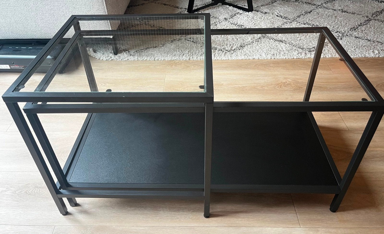 Bijzettafel zwart glazen Ikea - set van 2, Ophalen, 50 tot 100 cm, 50 tot 100 cm, Rechthoekig