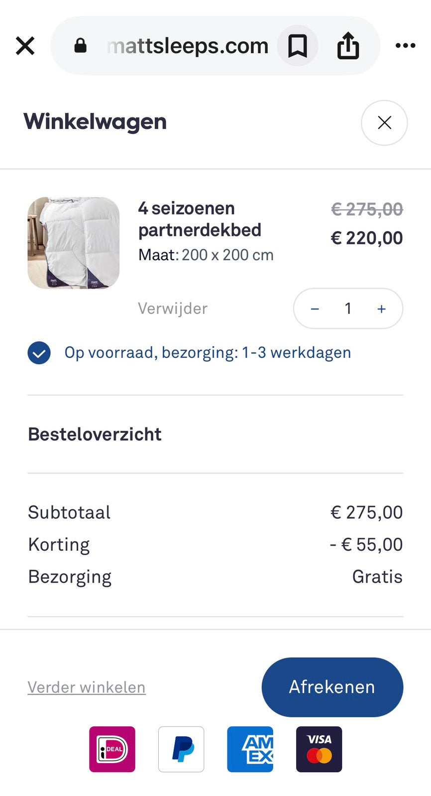 Matt seisoen dekbed, Tickets en Kaartjes, Kortingen en Cadeaubonnen, Overige soorten, Arrangement, Overige typen