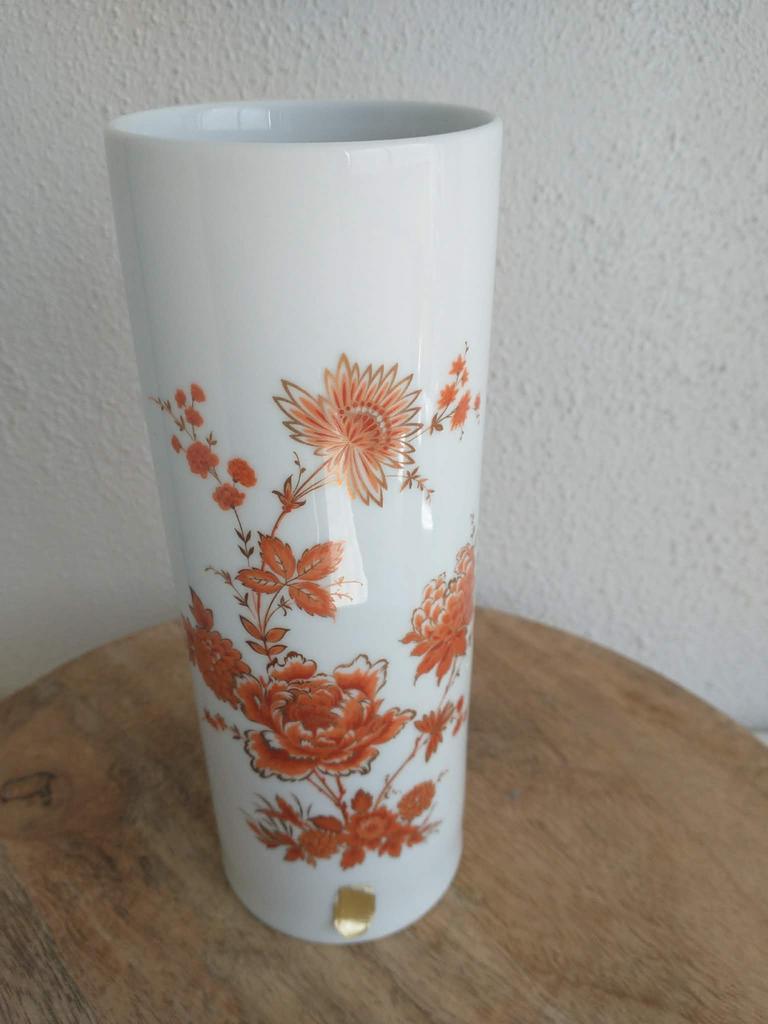 Vintage Kaiser Porseleinen Vaas - Burgunder Decor, 21 cm, Ophalen of Verzenden