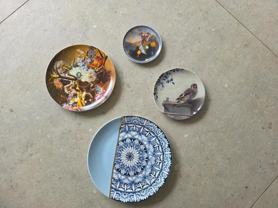 Heinen Delfts blauw wandborden 4 stuks, Ophalen