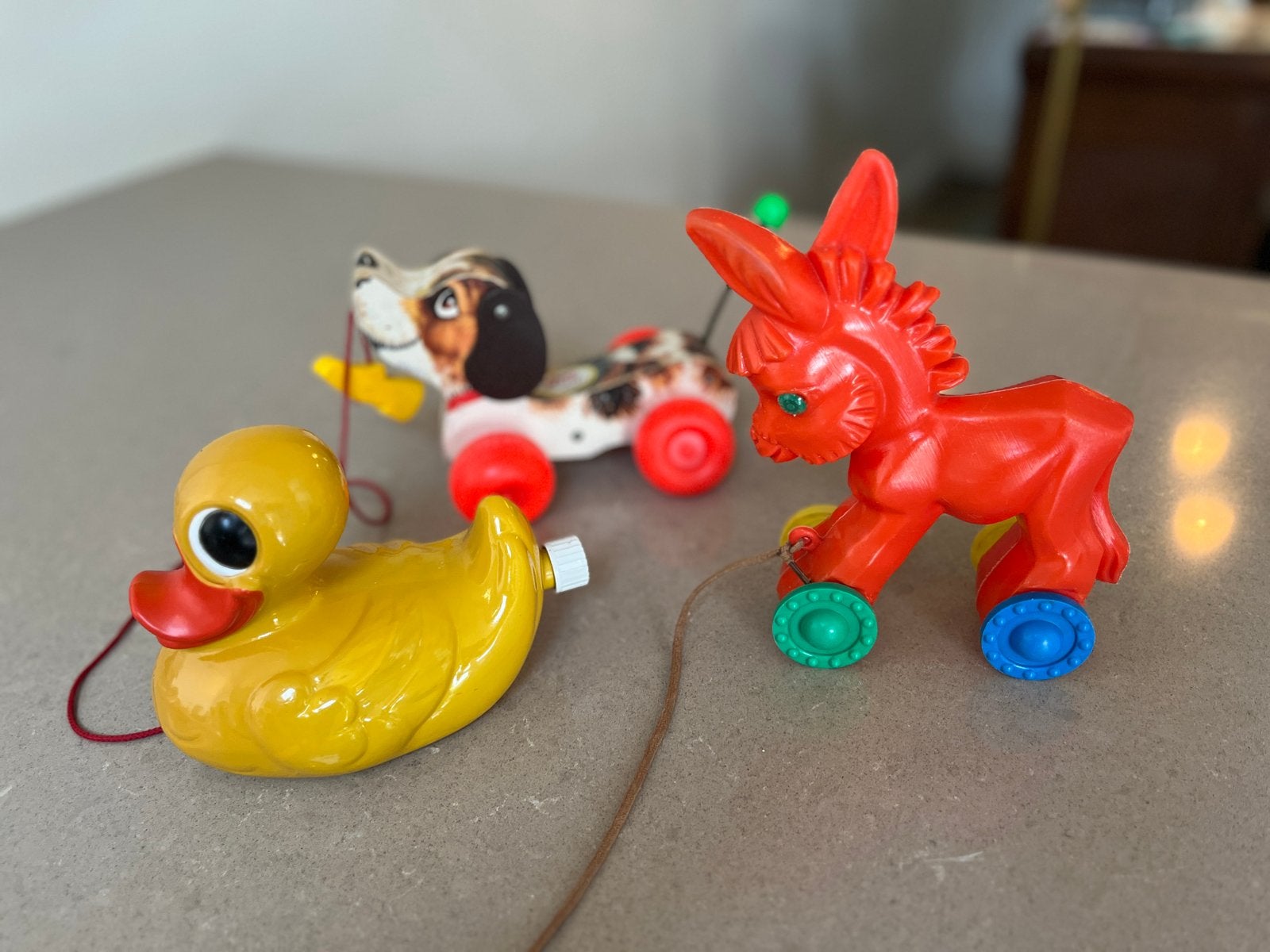 Vintage speelgoed: Fisher-Price hond, eend en ezel, Ophalen of Verzenden, Gebruikt, Jongen of Meisje