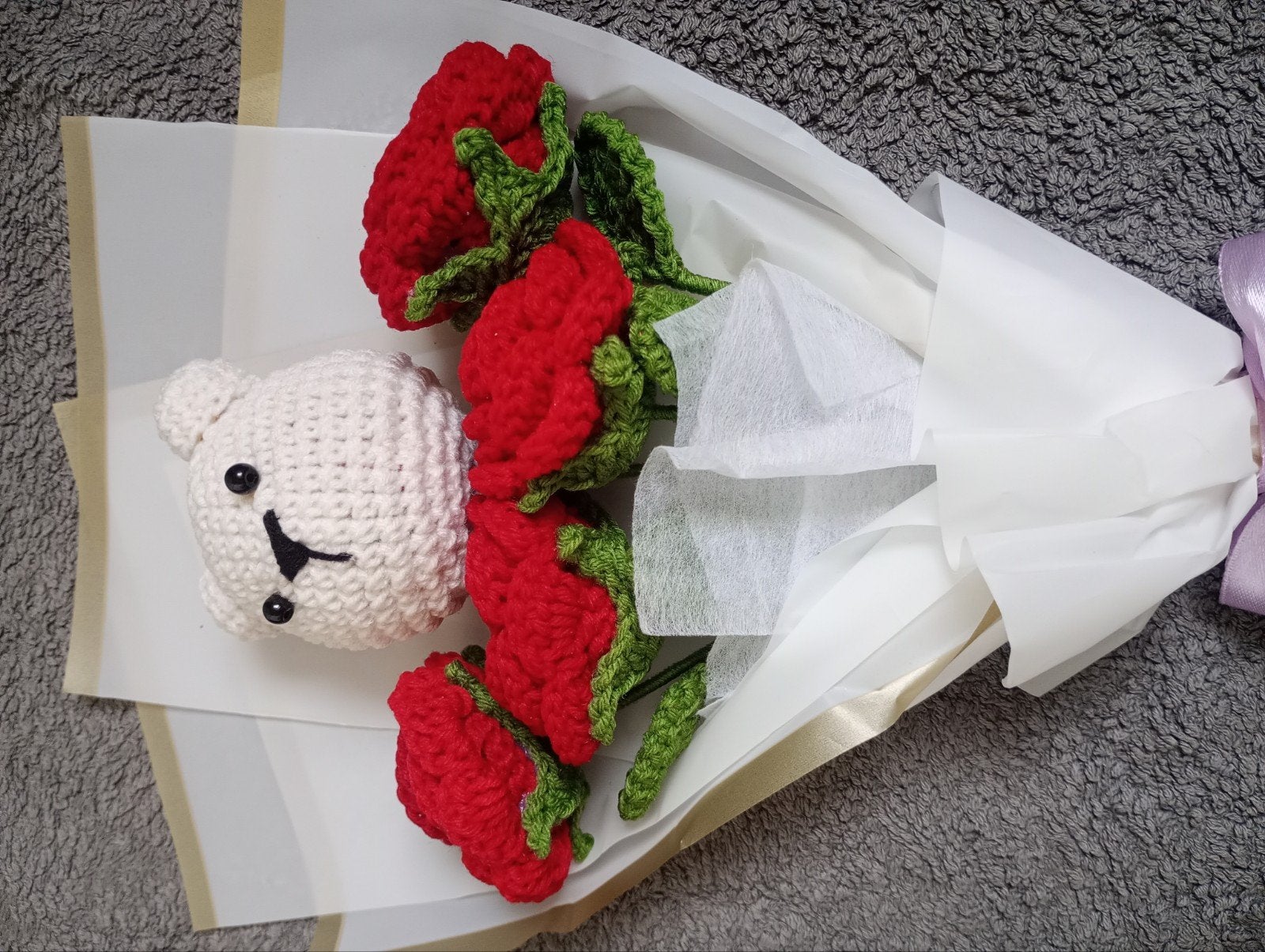Handgemaakt Gehaakte Boeket Bloemen Rode Rozen uit Nepal, Ophalen of Verzenden
