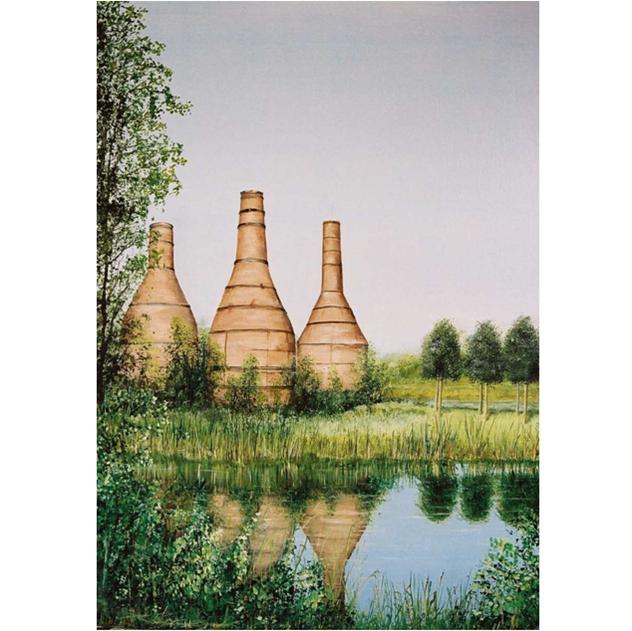 De kalkovens aan de Drentse hoofdvaart bij Meppel., Antiek en Kunst, Kunst | Schilderijen | Klassiek, Ophalen of Verzenden