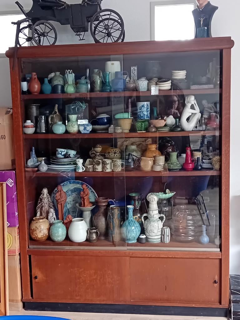 Amsterdamse School Art Deco schoolkast / vitrine 200x156x40, Ophalen