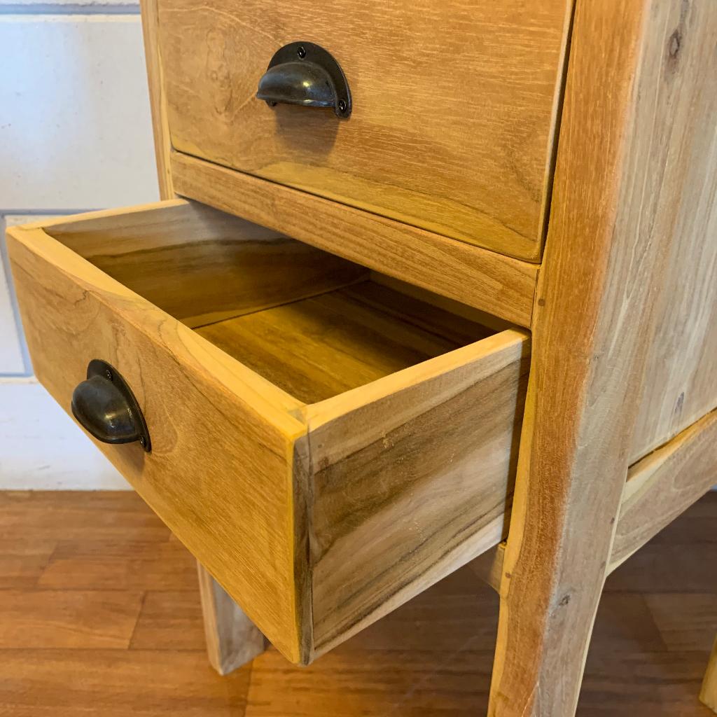 Ladekast – 65 cm hoog - massief teak - 2 lades - TTM Wonen, Huis en Inrichting, Kasten | Ladekasten, TTM Wonen, Meubels – (Perzische) Tapijten en Woonaccessoires