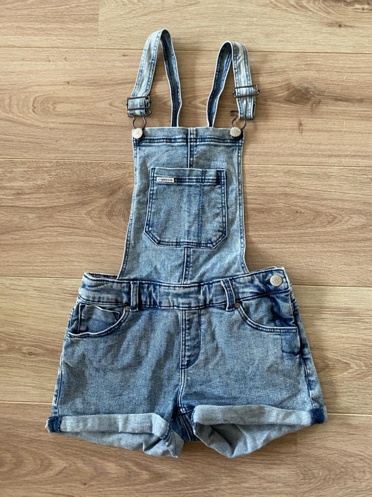 Stoere korte denim tuinbroek WeFashion Blue Ridge maat 152, Ophalen of Verzenden, Zo goed als nieuw, Meisje, Broek