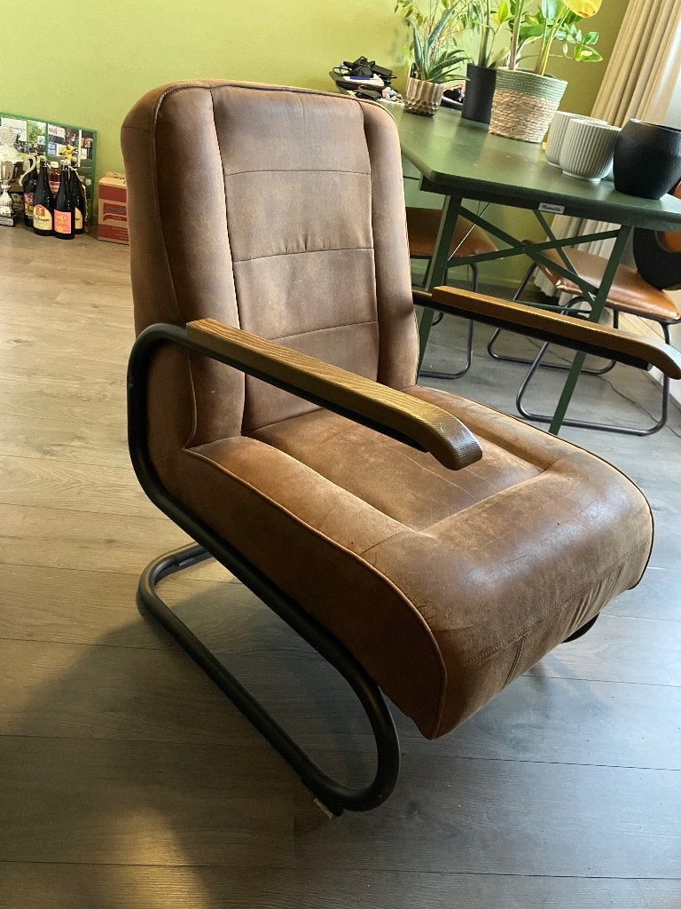 Stoere industriële fauteuil, Huis en Inrichting, Ophalen, Gebruikt, 75 tot 100 cm, 50 tot 75 cm