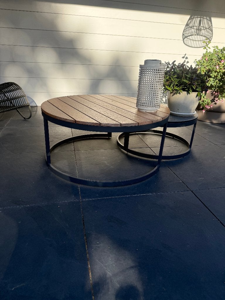 Twee ronde tuin tafels, Tuin en Terras, Ophalen, Nieuw, Rond, Hout
