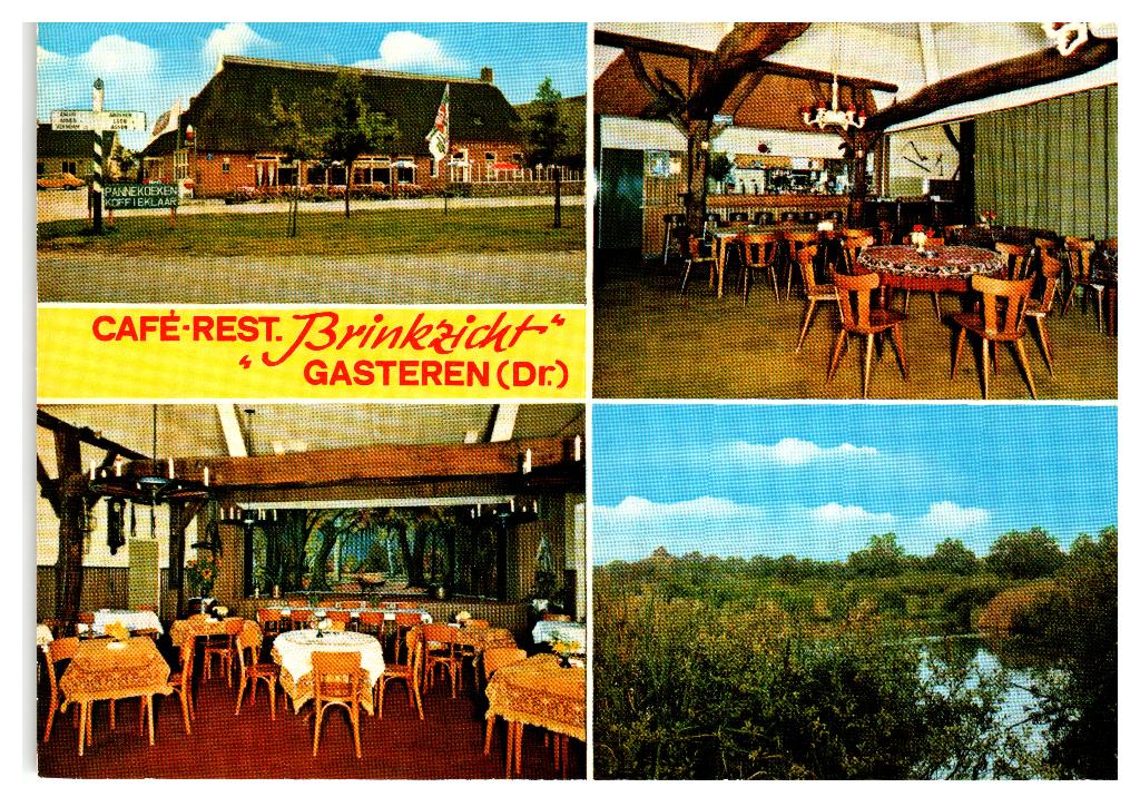 Gasteren, Café-Rest. "Brinkzicht" Opruimingskaart, Verzenden, 1960 tot 1980, Ongelopen, Drenthe