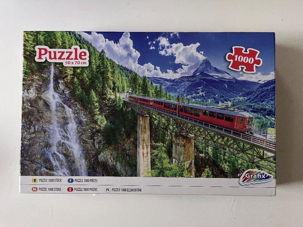 Puzzel Grafix 'trein' 1000 stukjes, Hobby en Vrije tijd, Ophalen of Verzenden, 500 t/m 1500 stukjes, Zo goed als nieuw