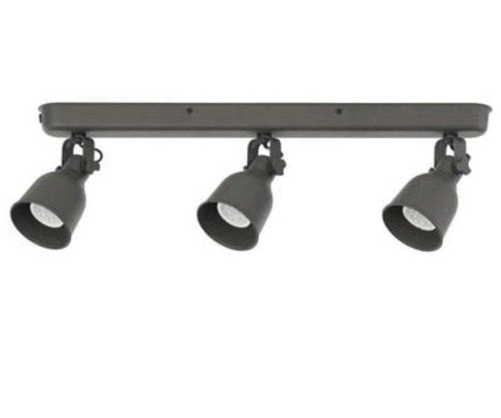 IKEA Hektar Spotlamp rail met 3 spotjes, Huis en Inrichting, Gebruikt, Ophalen of Verzenden, Metaal, Geschikt voor plafondmontage