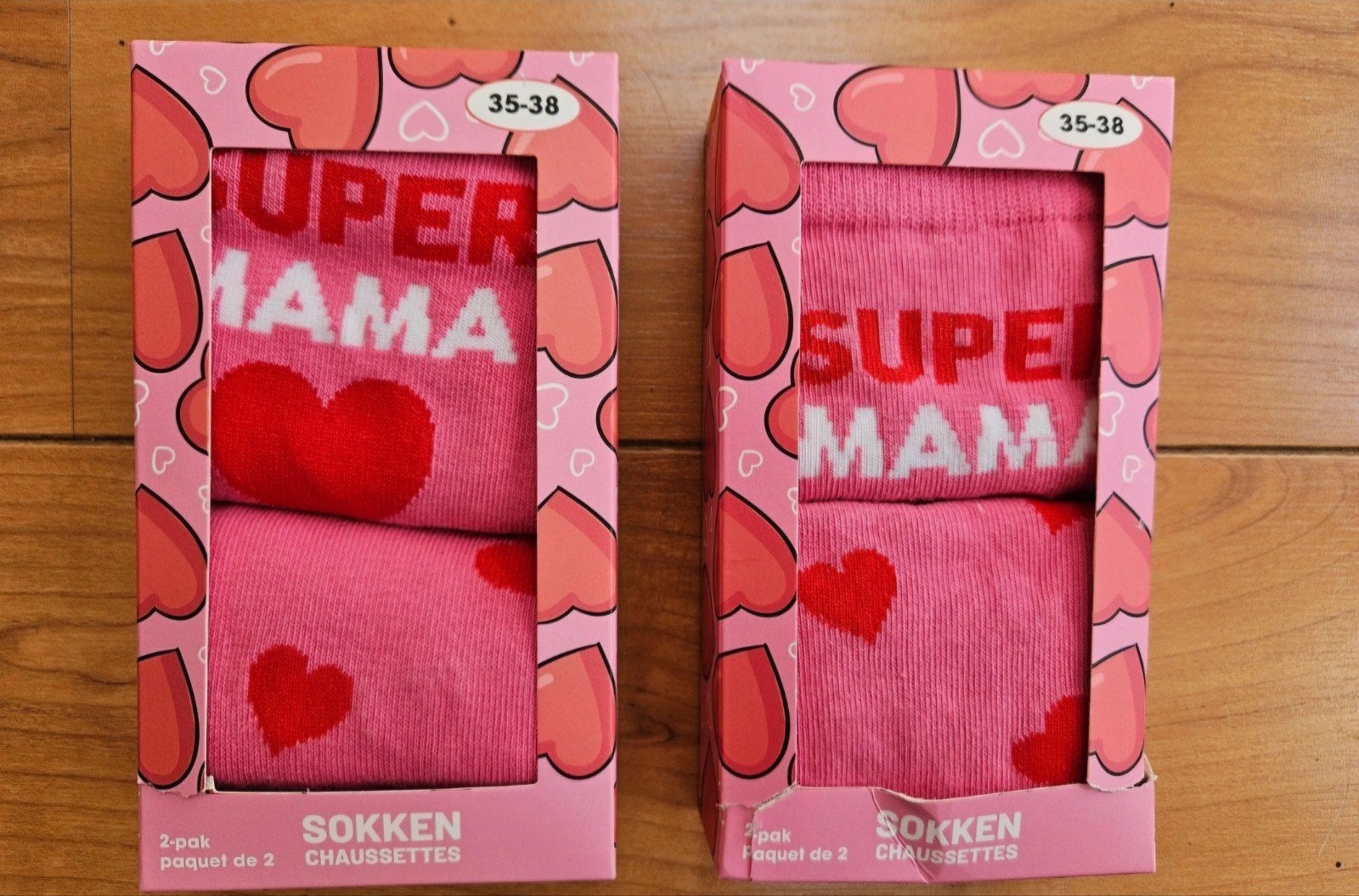 2 x 2 nieuwe roze sokken 'Super Mama' - maat 35/38, Kleding | Dames, Sokken en Kniesokken, Maat 35 t/m 38, Nieuw, Ophalen of Verzenden