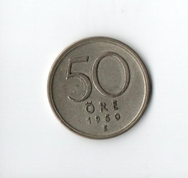 Zweden 50 Ore 1950, Verzenden, Overige landen, Losse munt, Zilver