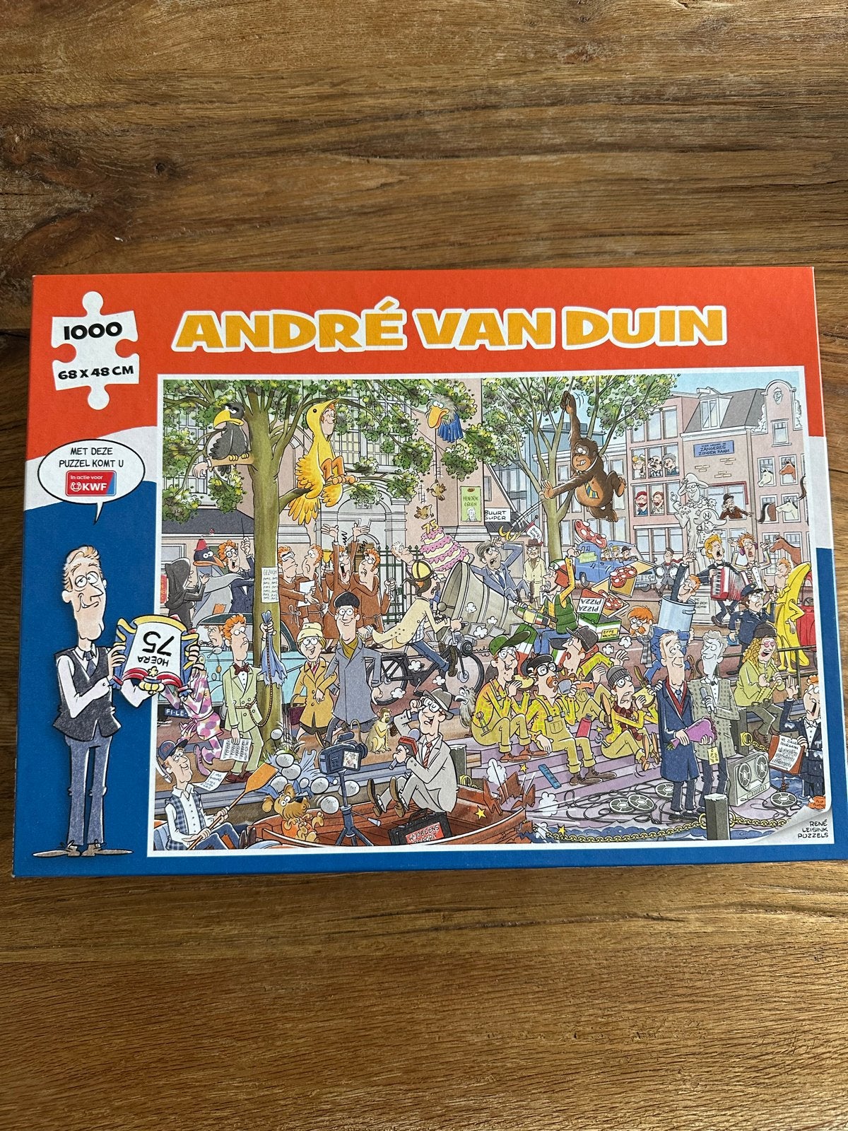 André van Duin legpuzzel 1000 stukjes KWF, Ophalen of Verzenden, 500 t/m 1500 stukjes, Gebruikt, Legpuzzel