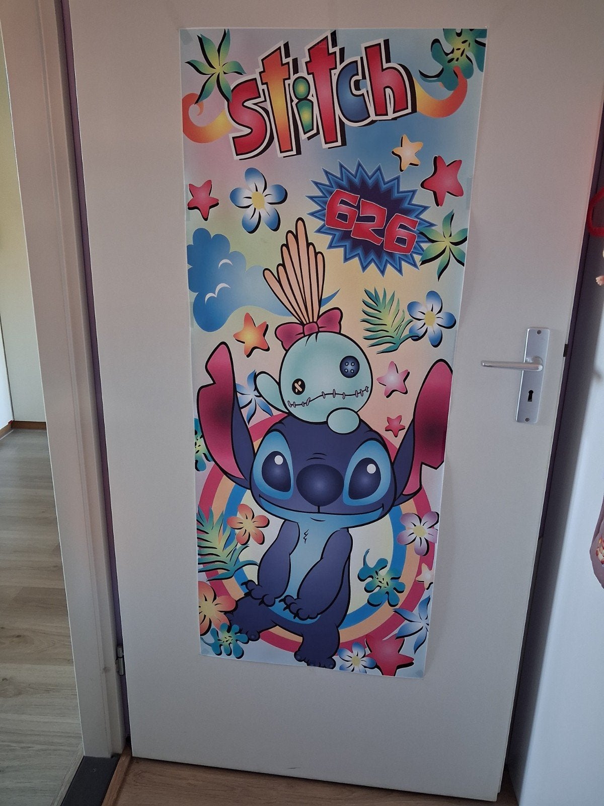 stitch deursticker deurposter deur sticker poster disney, Ophalen of Verzenden, Zo goed als nieuw, Wanddecoratie