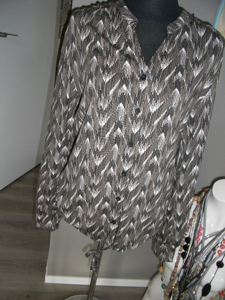 ZOSO blouse/shirt bruin/taupe/creme mt M/38-40, ALS NIEUW!, Maat 38/40 (M), Bruin, Ophalen of Verzenden, Zo goed als nieuw