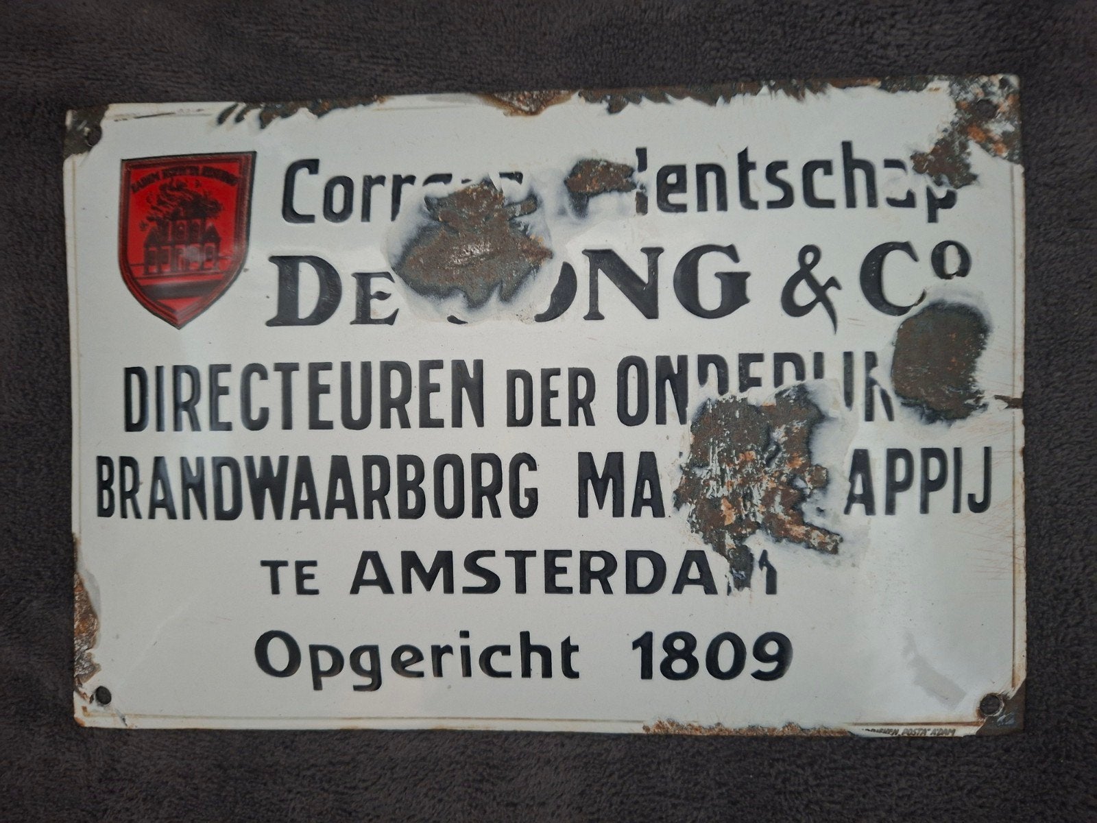 Emaille bord Amsterdam, Ophalen of Verzenden, Gebruikt, Reclamebord