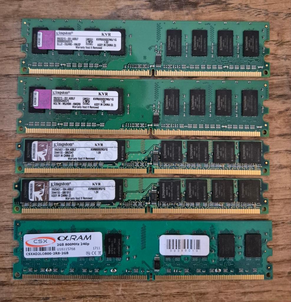 5x DDR2 werkgeheugen stick, 6GB, Computers en Software, RAM geheugen, Ophalen of Verzenden, DDR2, Desktop