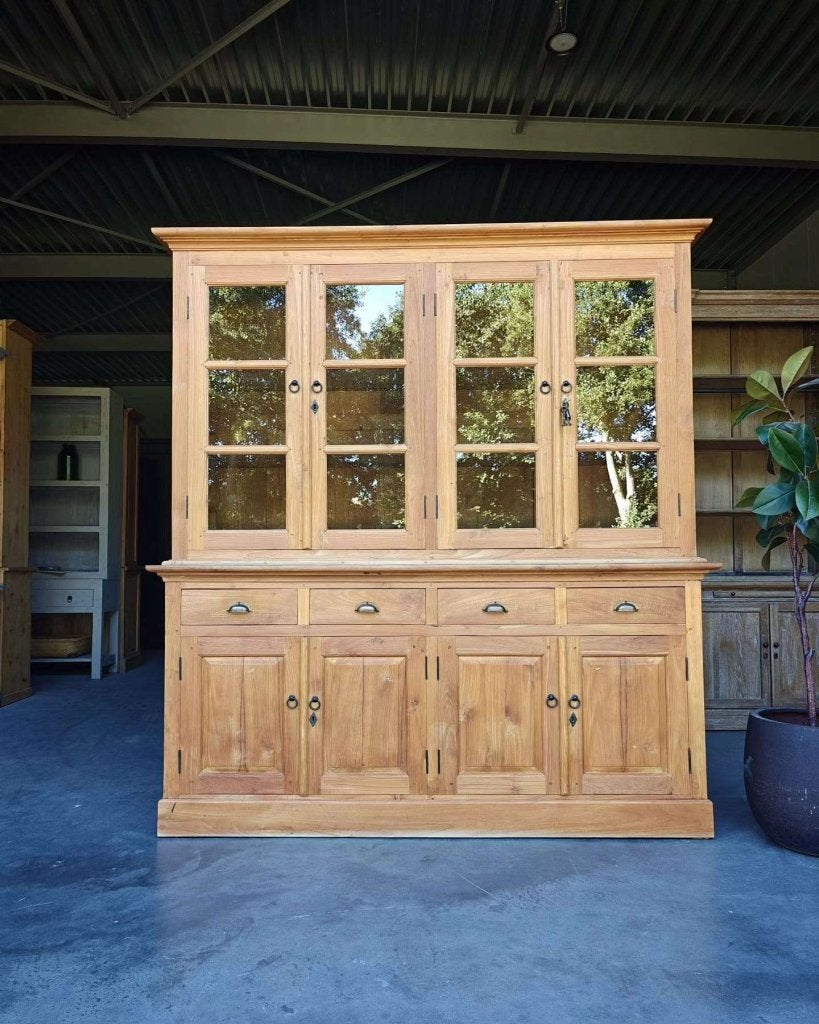 Teakhouten winkelkast | Laag model | Vitrinekast teak #4790, Gebruikt, -, 200 cm of meer, -