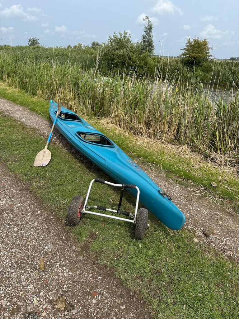 Tweepersoons kano met gratis trolley en peddel, Watersport en Boten, Kano's, Ophalen, Gebruikt, Twee personen, Kajak