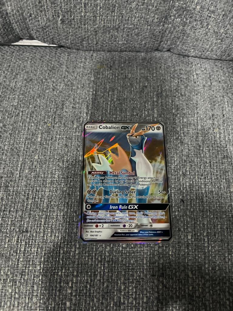 Cobalion GX Pokémon Kaart - Zeldzaam en Glanzend, Ophalen, Zo goed als nieuw, Losse kaart, Foil