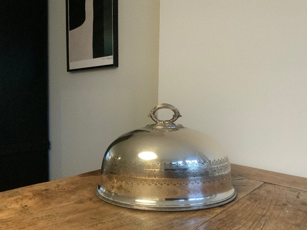 Mooie vintage verzilverde cloche foodcover afdekschaal, Ophalen