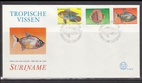 Suriname 1980 - FDC E44b - Vissen, Ophalen of Verzenden