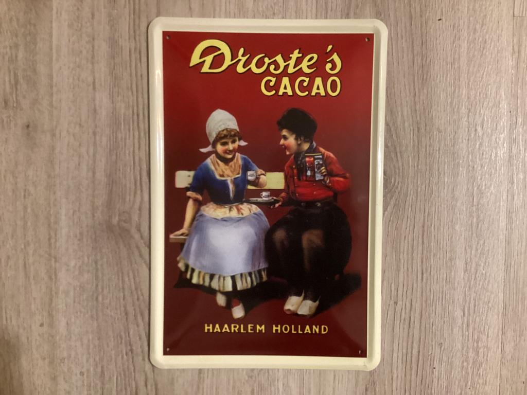 Vintage DROSTE’s CACAO reclame bord (geen emaille), Verzamelen, Merken en Reclamevoorwerpen, Ophalen of Verzenden