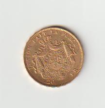 Belgie 20 fr. Leopold II 1877 goud, Losse munt, Goud, Goud, Ophalen of Verzenden