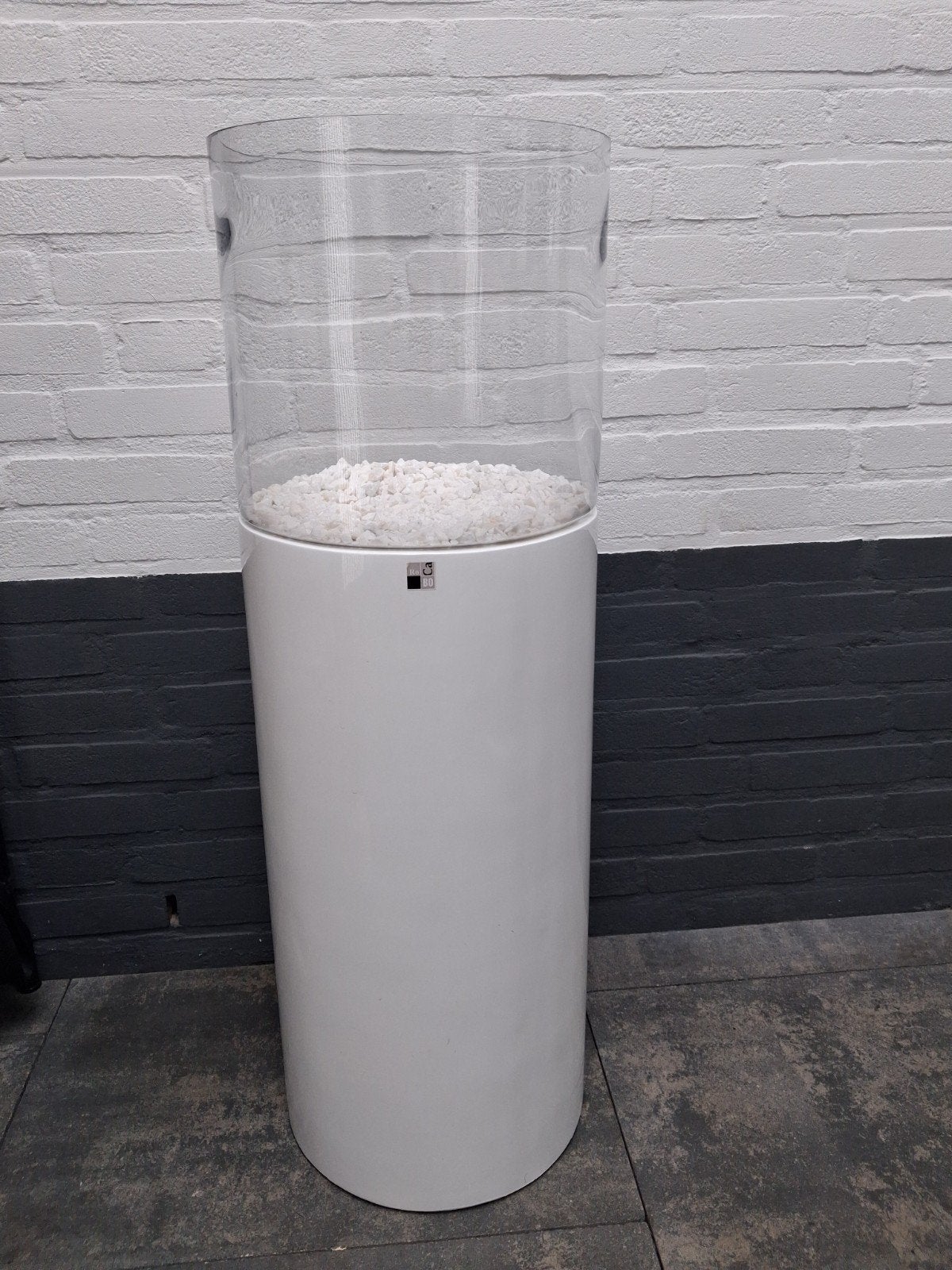 Grote witte vaas met transparante cilinder (60 cm hoog), Ophalen, Kunststof, Gebruikt, Wit