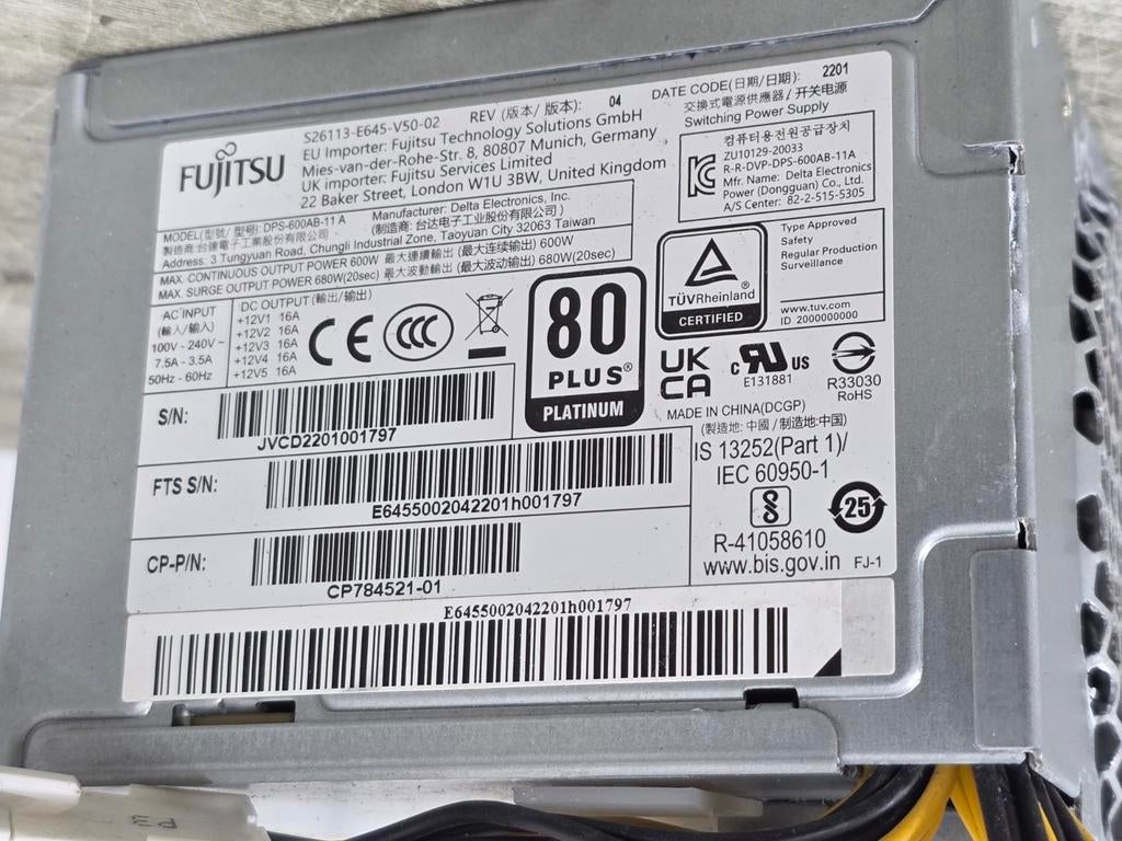 Fujitsu 600w max voeding psu power supply dps-600ab-11 a, Ophalen of Verzenden, Gebruikt