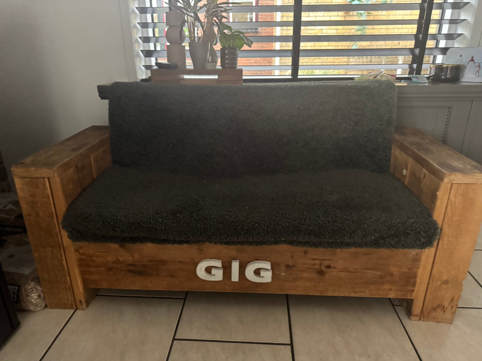 Kinder steigerhouten bankje, Ophalen, Gebruikt, Minder dan 75 cm, Tweepersoons