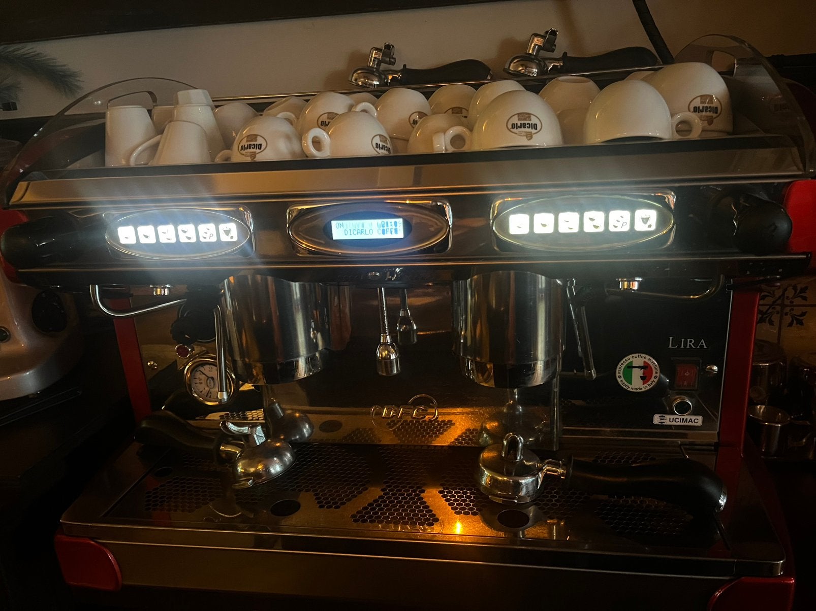 BFC Lira 2 groeps horecamachine en een koffiemolen, Ophalen, Gebruikt