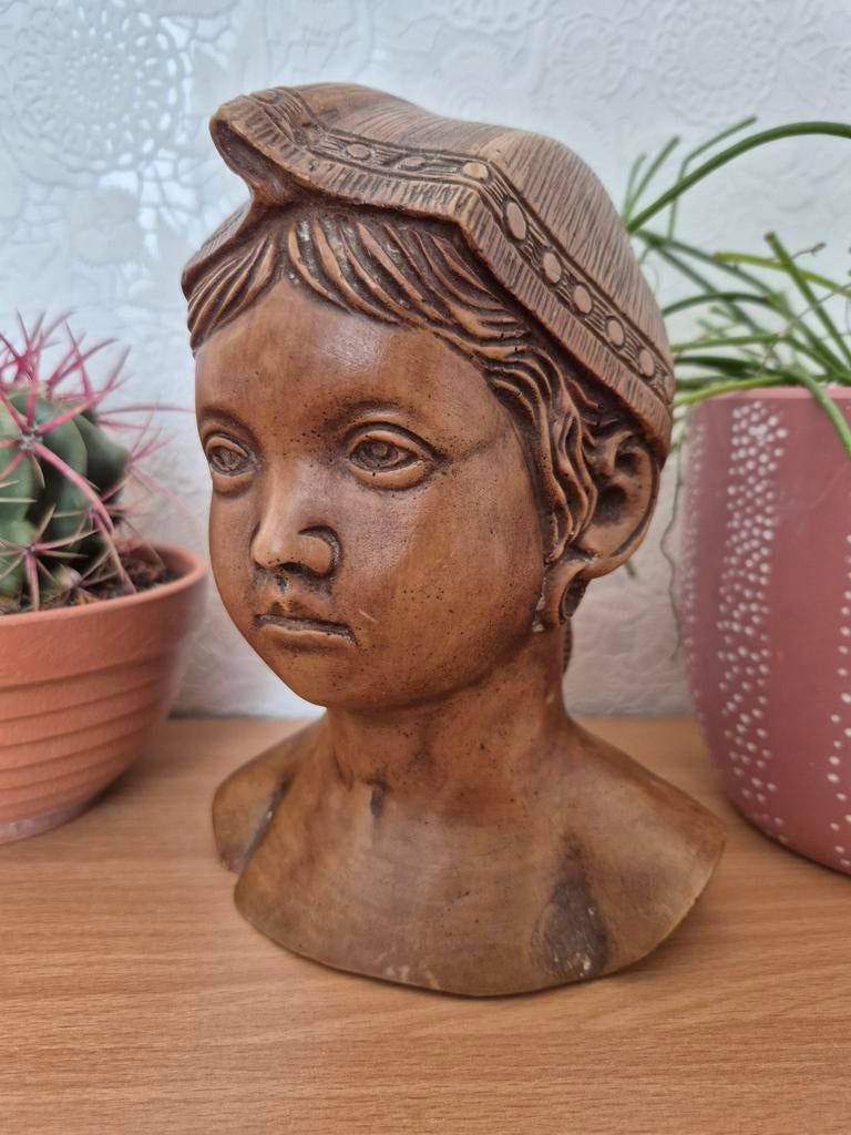 Mooie vintage buste, kind, kinderhoofd gebr.van Paridon v.v., Minder dan 20 cm, Buste, Ophalen of Verzenden, Composieten