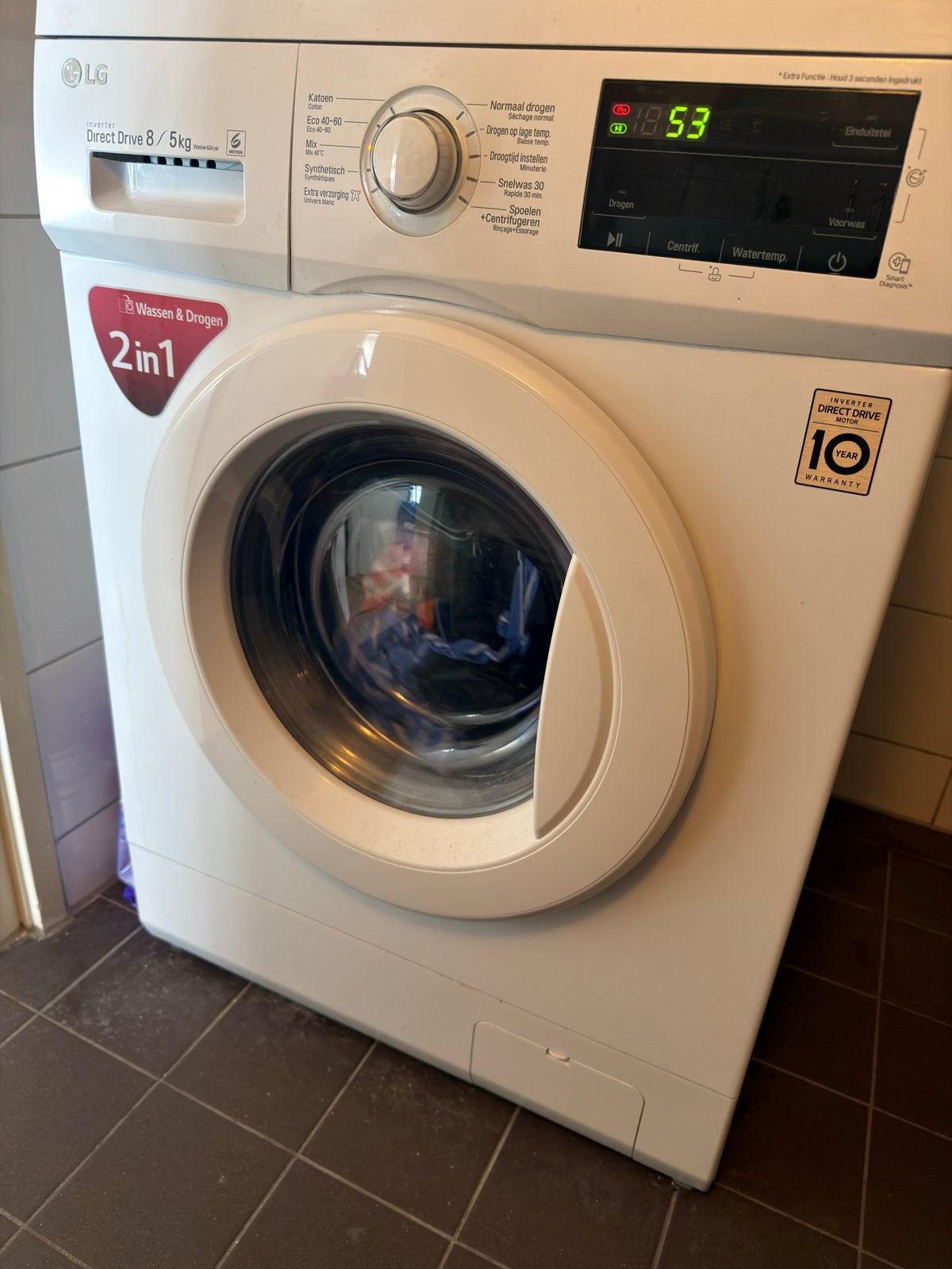 LG Wasmachine 2in1 Direct Drive 8/5kg-3jaar weinig gebruikt, Witgoed en Apparatuur, Wasmachines, Ophalen, 1200 tot 1600 toeren