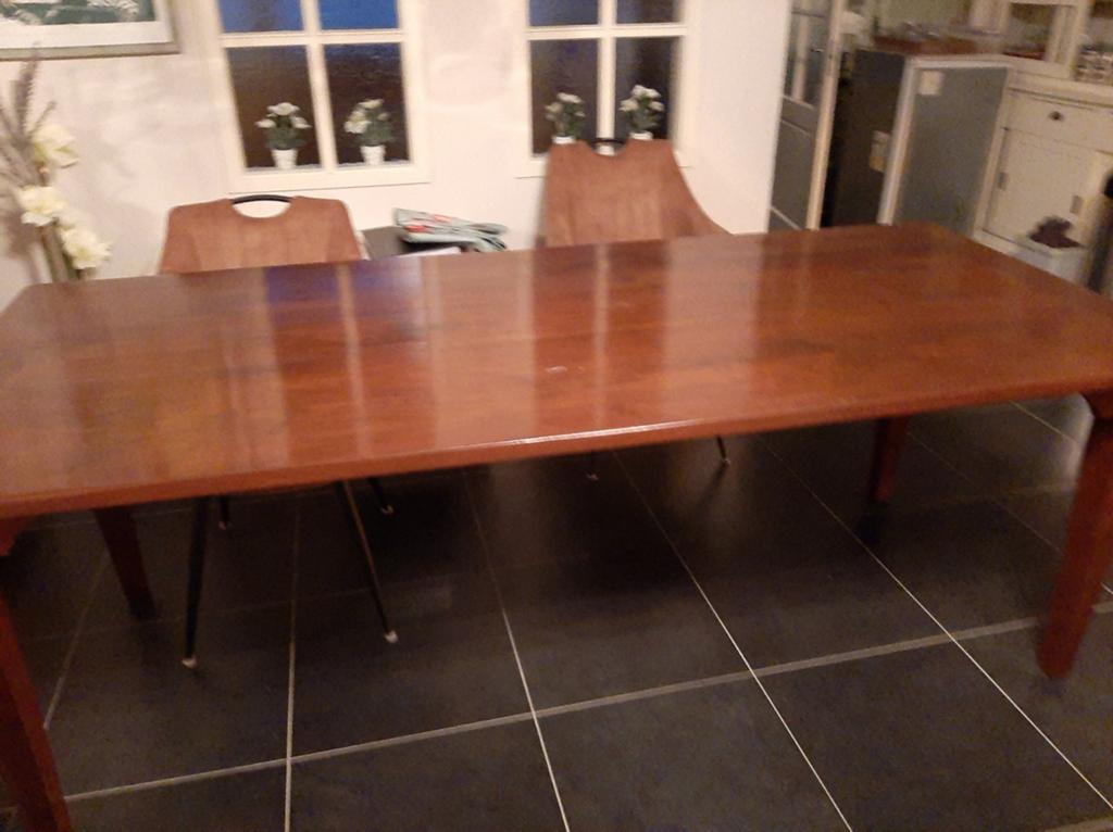 Grote Eettafel Teak Kersen Gekleurd 220x93, Antiek en Kunst, Antiek | Meubels | Tafels, Ophalen of Verzenden