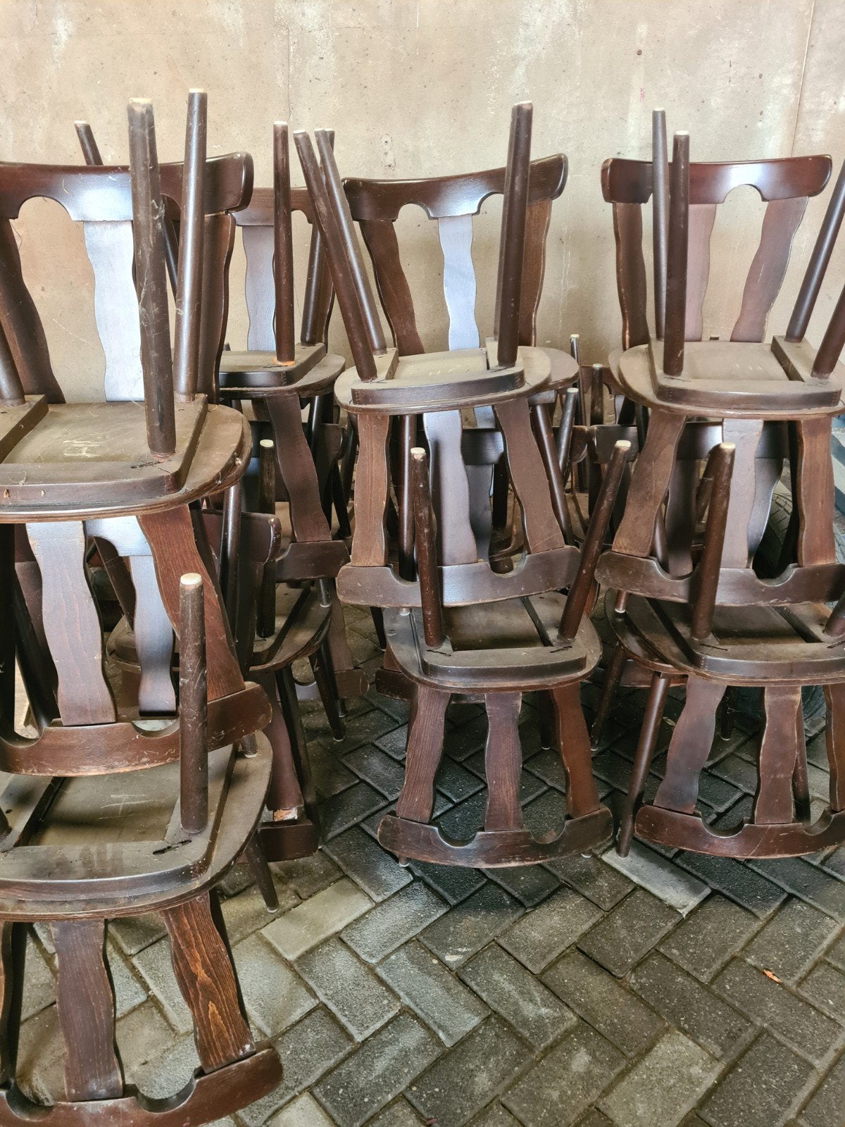 20 houten stoelen, Ophalen, Gebruikt, Bruin, Vijf, Zes of meer stoelen