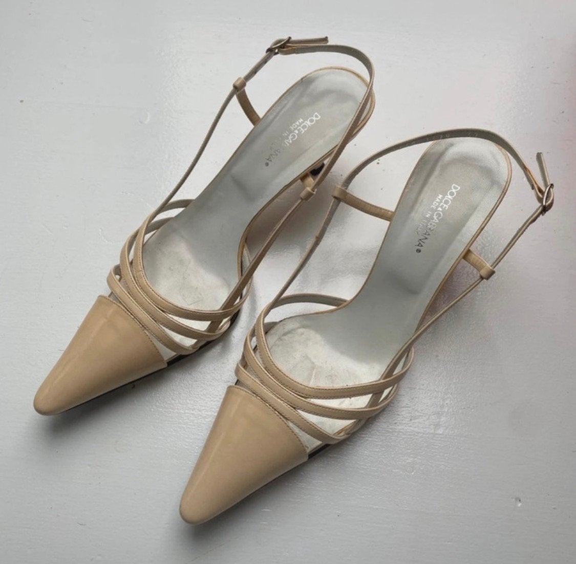 Dolce & Cabbana Slingback Pumps met Hak maat 37,5, Schoenen met lage hakken, Verzenden, Beige, Zo goed als nieuw