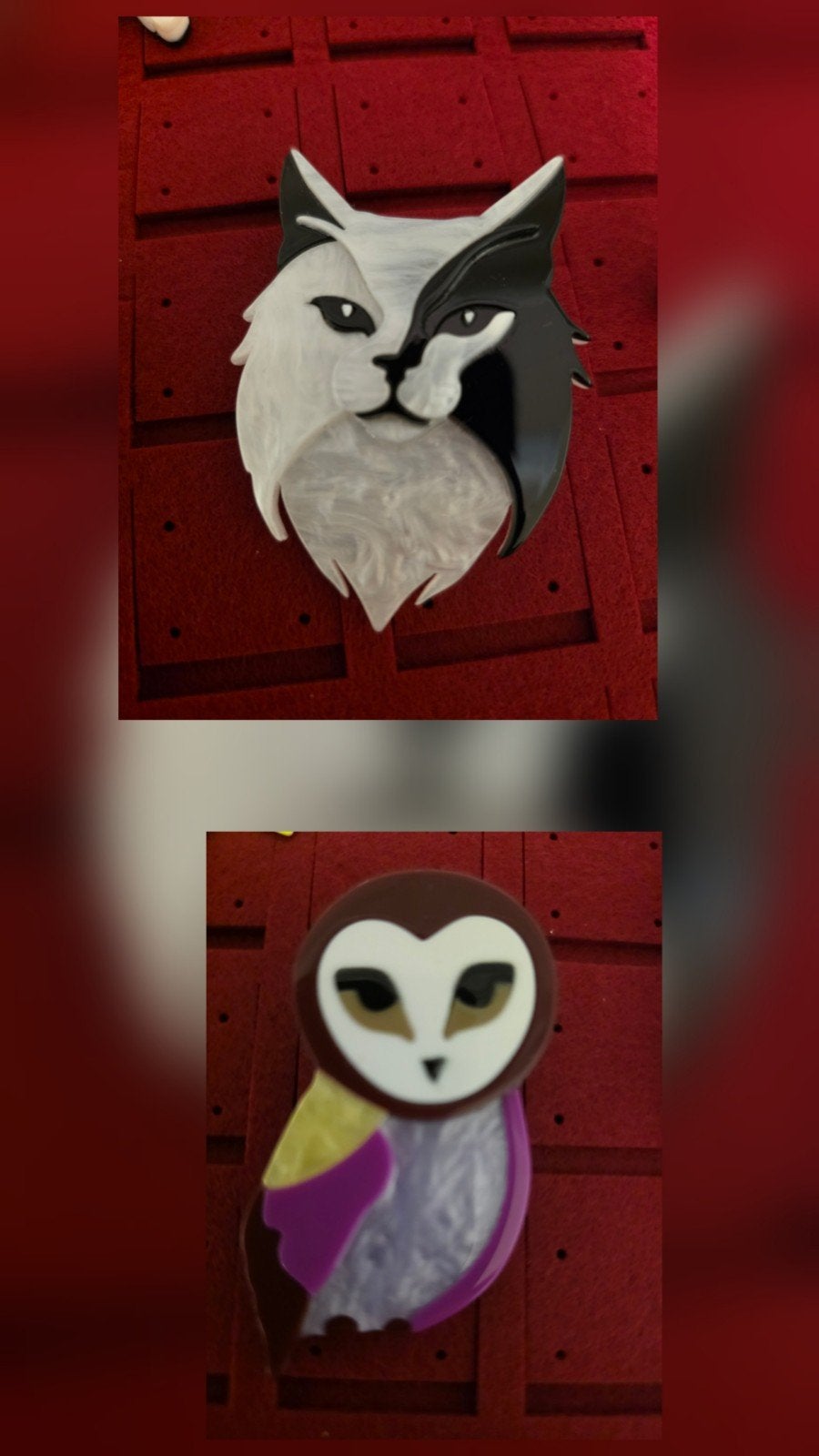 2 nieuwe Vintage-look BROCHES uil en poes, Ophalen of Verzenden, Nieuw, Overige kleuren, Overige materialen