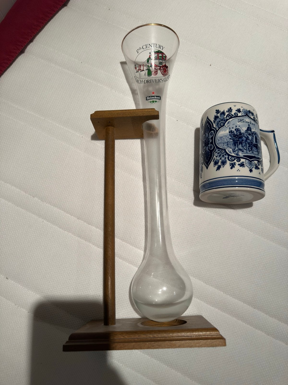 Heineken Koetsiersglas met standaard en Delftsblauwe pul, Ophalen of Verzenden, Nieuw, Gebruiksvoorwerp