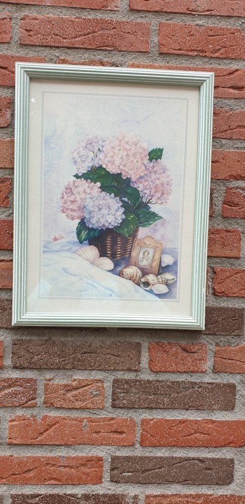 schilderij prent bloemen en schelpen, Ophalen of Verzenden, 'T Olde Gre-j, Info@toldegrej.nl, Endepoelstraat 20f Didam